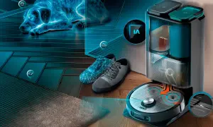 Robot aspirador Conga con navegación láser inteligente, detecta obstáculos y mascotas.