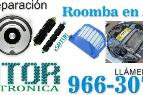 Servicio de reparación Roomba en Alicante. Mantenimiento y repuestos para tu robot aspirador. Llámanos al 966-307-143.