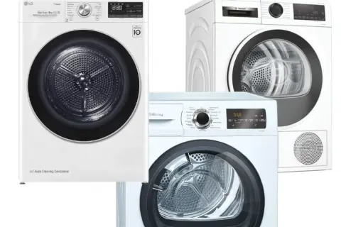 Tres secadoras de ropa de diferentes marcas: LG, Bosch y Balay. Muestran distintos tipos de secadora de ropa.
