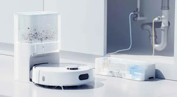 Tabla de soluciones Roomba: robot aspirador con base de autovaciado y sistema de conexión a desagüe para una limpieza sin interrupciones.