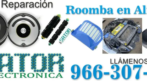 Servicio de reparación Roomba en Alicante. Mantenimiento y repuestos para tu robot aspirador. Llámanos al 966-307-143.