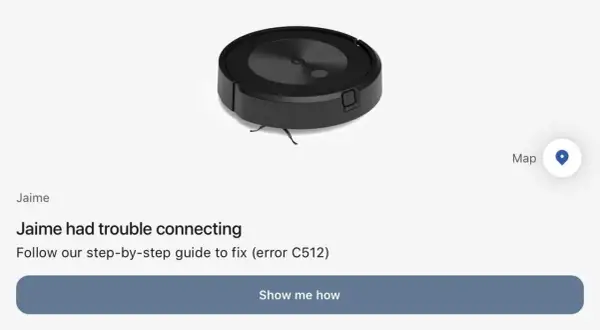 Robot aspirador Roomba con error C512. Jaime necesita ayuda para conectarlo.