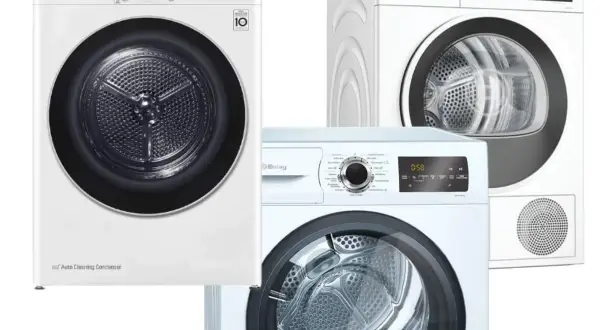 Tres secadoras de ropa de diferentes marcas: LG, Bosch y Balay. Muestran distintos tipos de secadora de ropa.