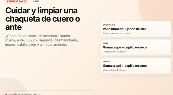 Guía para cuidar y limpiar una chaqueta de cuero o ante. Incluye métodos para cuero liso, ante y nubuck.