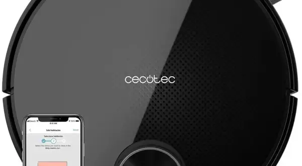 Robot aspirador Cecotec Conga con app para seleccionar habitaciones. Facilita cambiar wifi y programar limpieza.