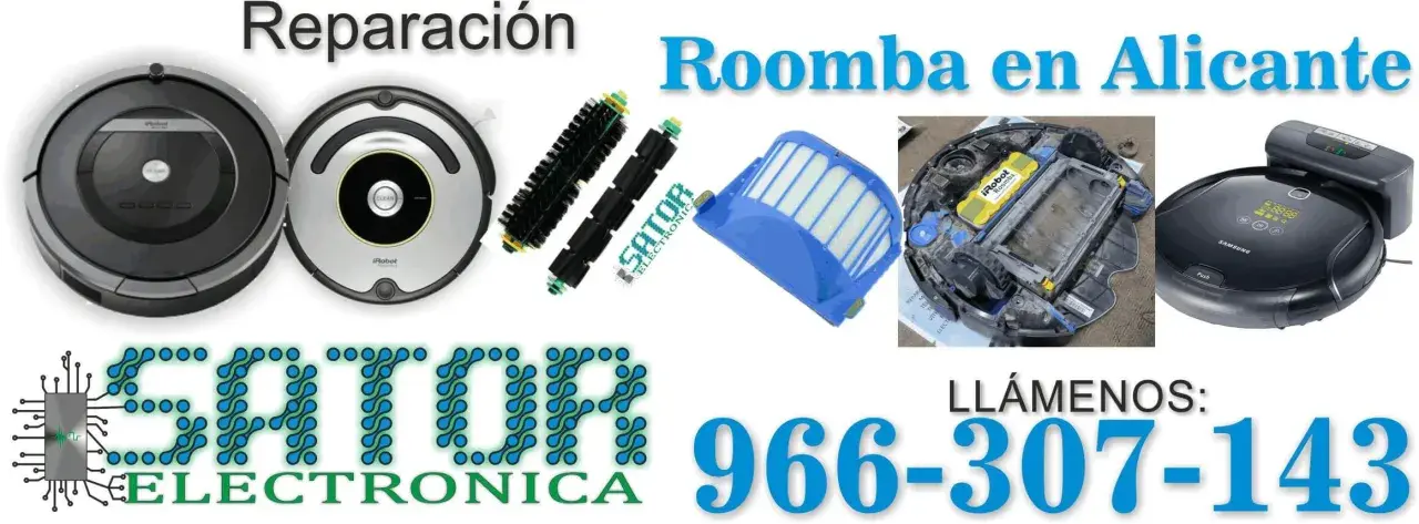 Servicio de reparación Roomba en Alicante. Mantenimiento y repuestos para tu robot aspirador. Llámanos al 966-307-143.
