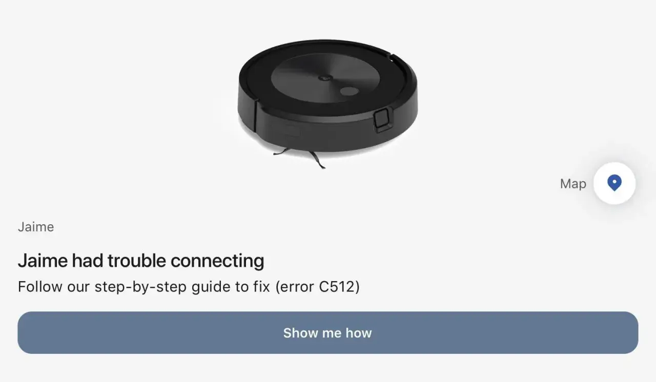 Robot aspirador Roomba con error C512. Jaime necesita ayuda para conectarlo.