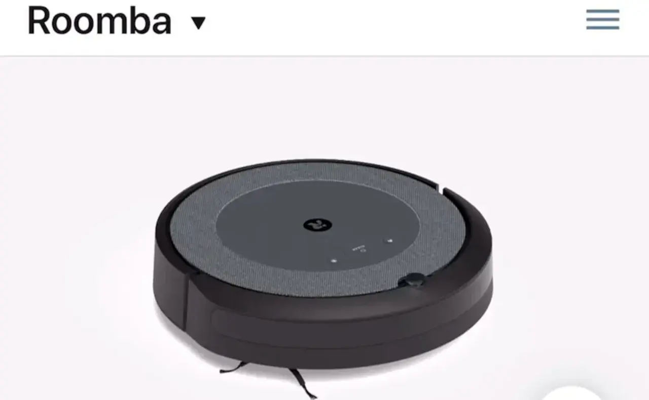 Aspiradora Roomba negra, lista para limpiar tu hogar. Imagina controlarla con Alexa.