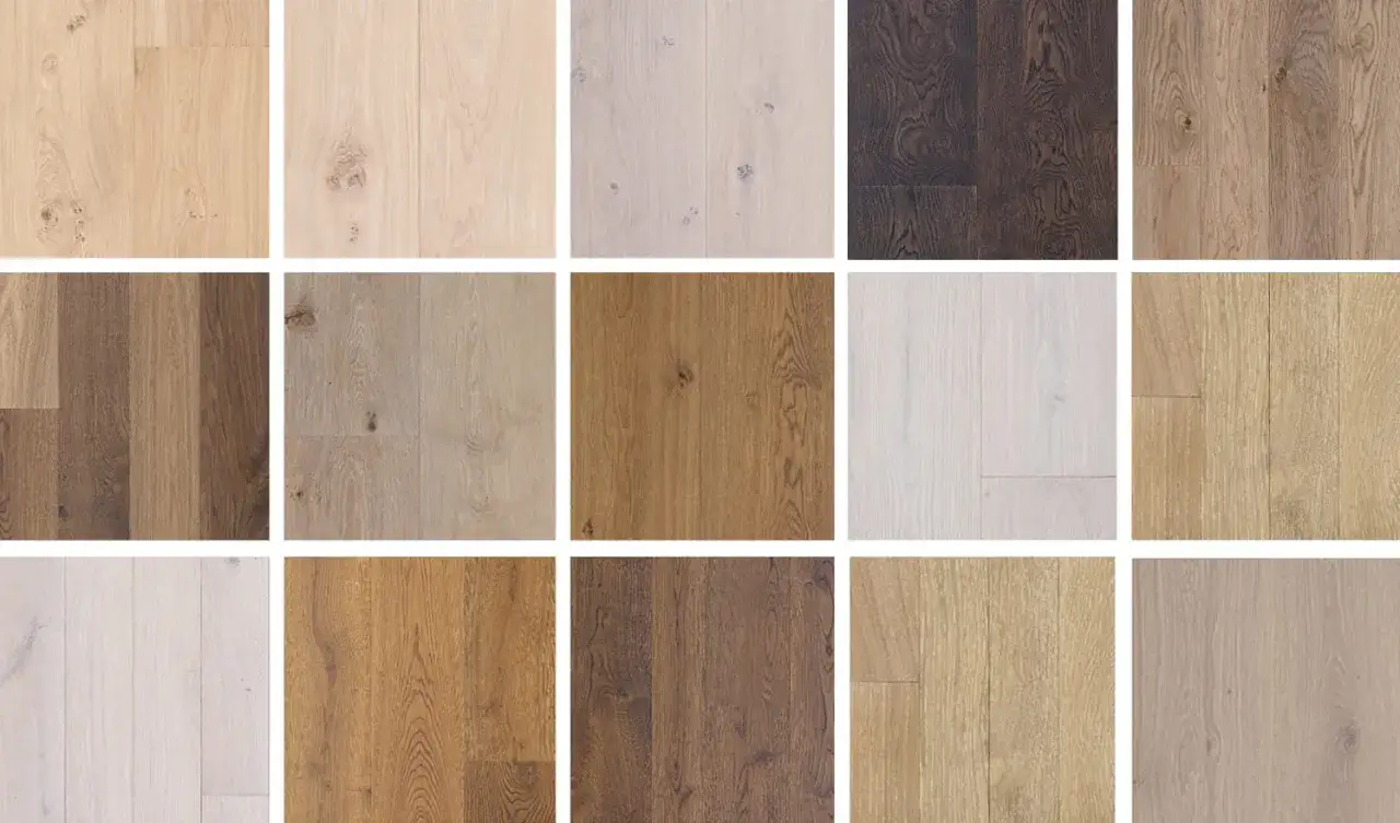 Muestras de parquet de madera en varios tonos, desde claros hasta oscuros, ideales para cambiar color parquet y renovar tu hogar.
