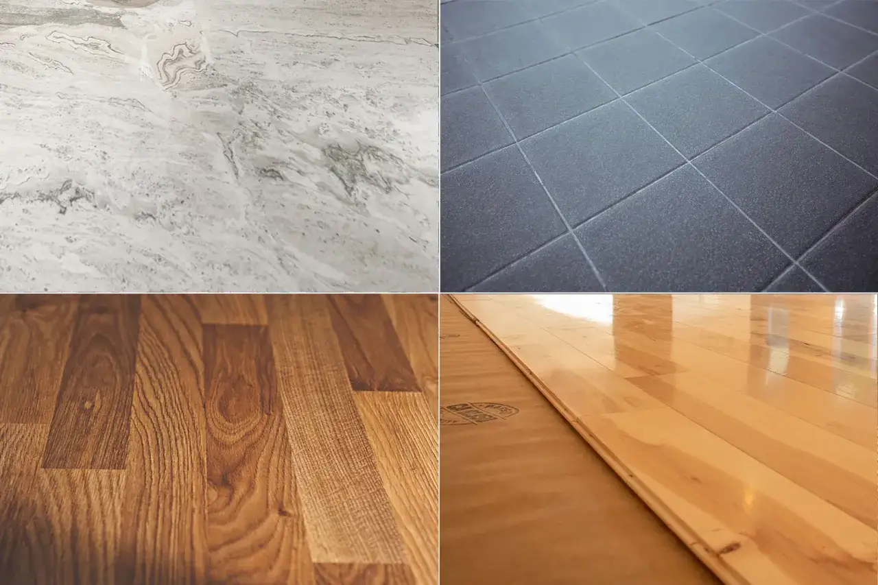 Ideas para cambiar suelo casa: m&aacute;rmol, baldosas, madera r&uacute;stica y tarima flotante.