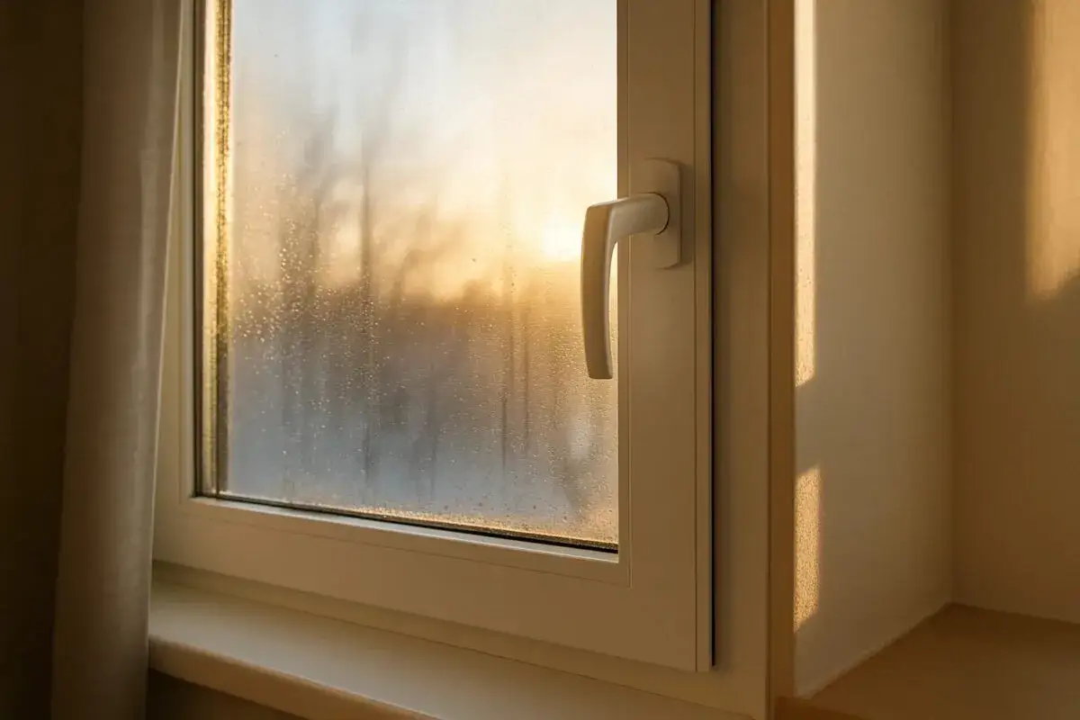 Ventana con gotas de condensación. Consejos para saber como evitar condensación ventanas y disfrutar de la vista.