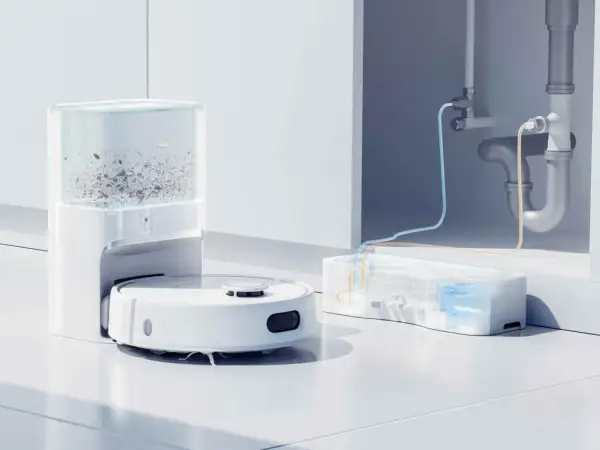 Tabla de soluciones Roomba: robot aspirador con base de autovaciado y sistema de conexión a desagüe para una limpieza sin interrupciones.