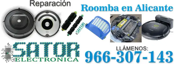 Servicio de reparación Roomba en Alicante. Mantenimiento y repuestos para tu robot aspirador. Llámanos al 966-307-143.