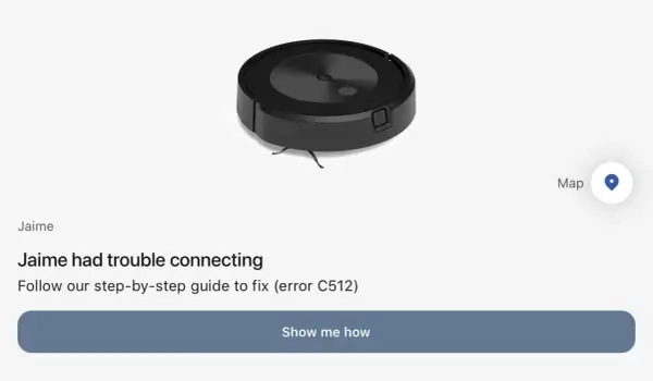 Robot aspirador Roomba con error C512. Jaime necesita ayuda para conectarlo.